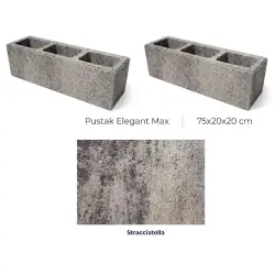 Wielkoformatowy ozdobny pustak Kefal Elegant MAX 75x20x20 cm w melanżowym kolorze Straciatella