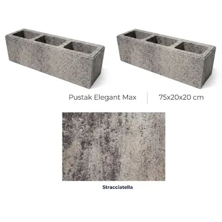 Wielkoformatowy ozdobny pustak Kefal Elegant MAX 75x20x20 cm w melanżowym kolorze Straciatella